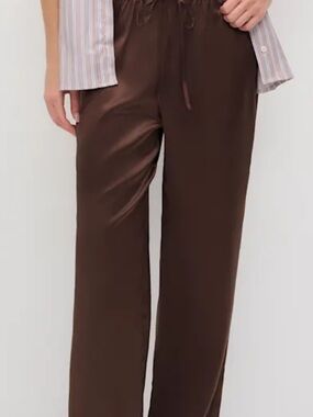 Reformation Olinea Silk Drawstring  Pants in Mahogany size M NWT